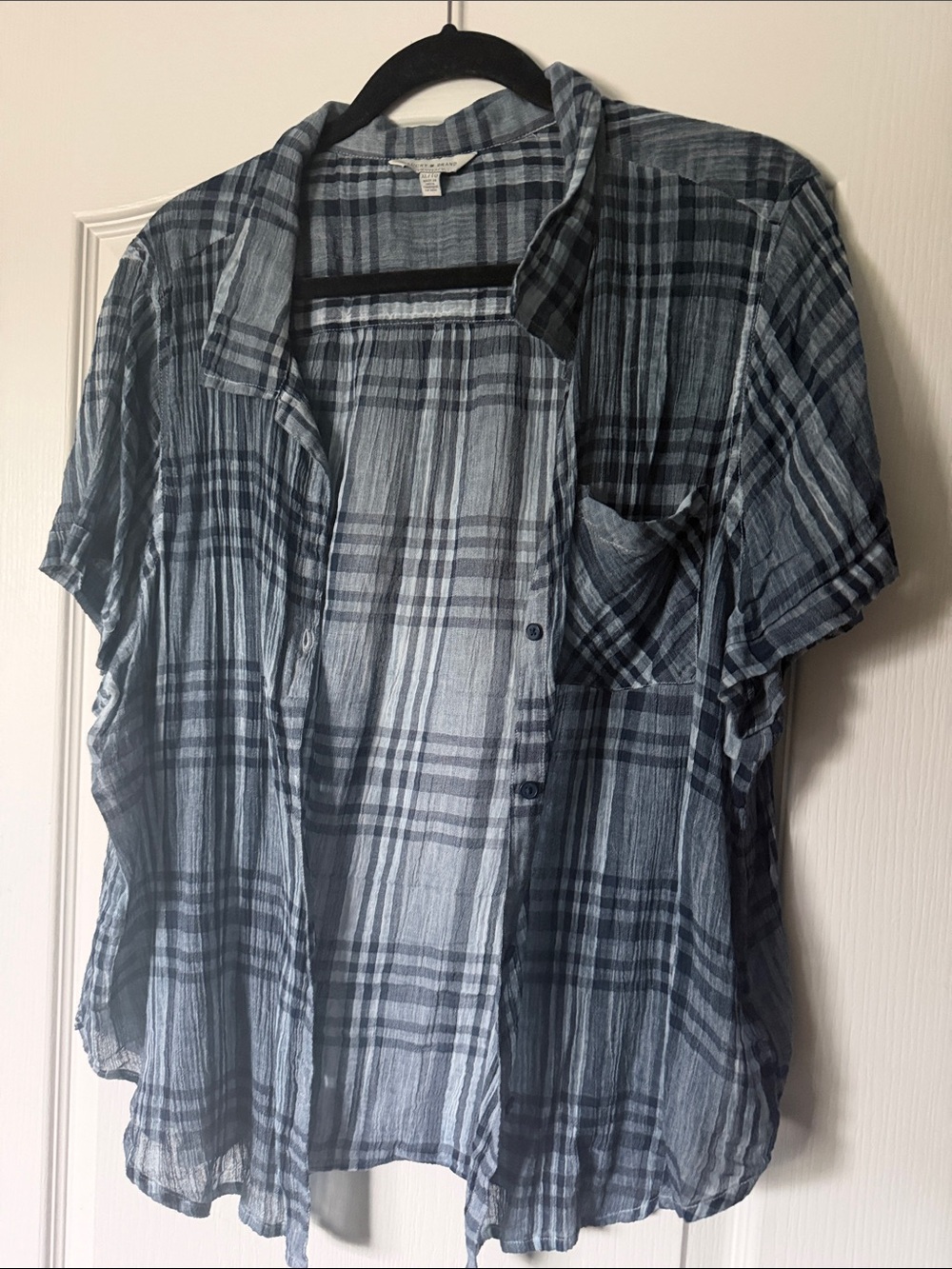 Lucky Brand | Blue Plaid Short-Sleeve Button-Down Shirt